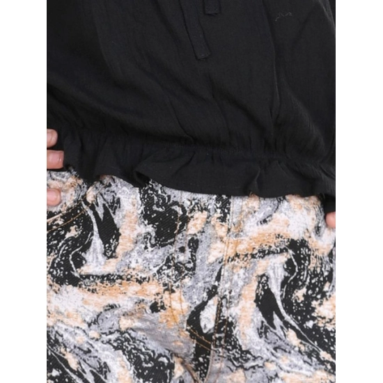 Generic Girl's Cotton Floral Elasticated Jegging and Top Set (Black) Generic Girl's Cotton Floral Elasticated Jegging and Top Set (Black)