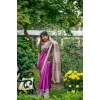 Generic Women's Faux_Tussar Geometric_Print Saree With Unstitched Blouse 5.5Mtr (Purple)