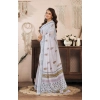 Generic Women's Faux Linen Floral Print Ready to wear Saree With Unstitched Blouse 5.5Mtr (Off_White)
