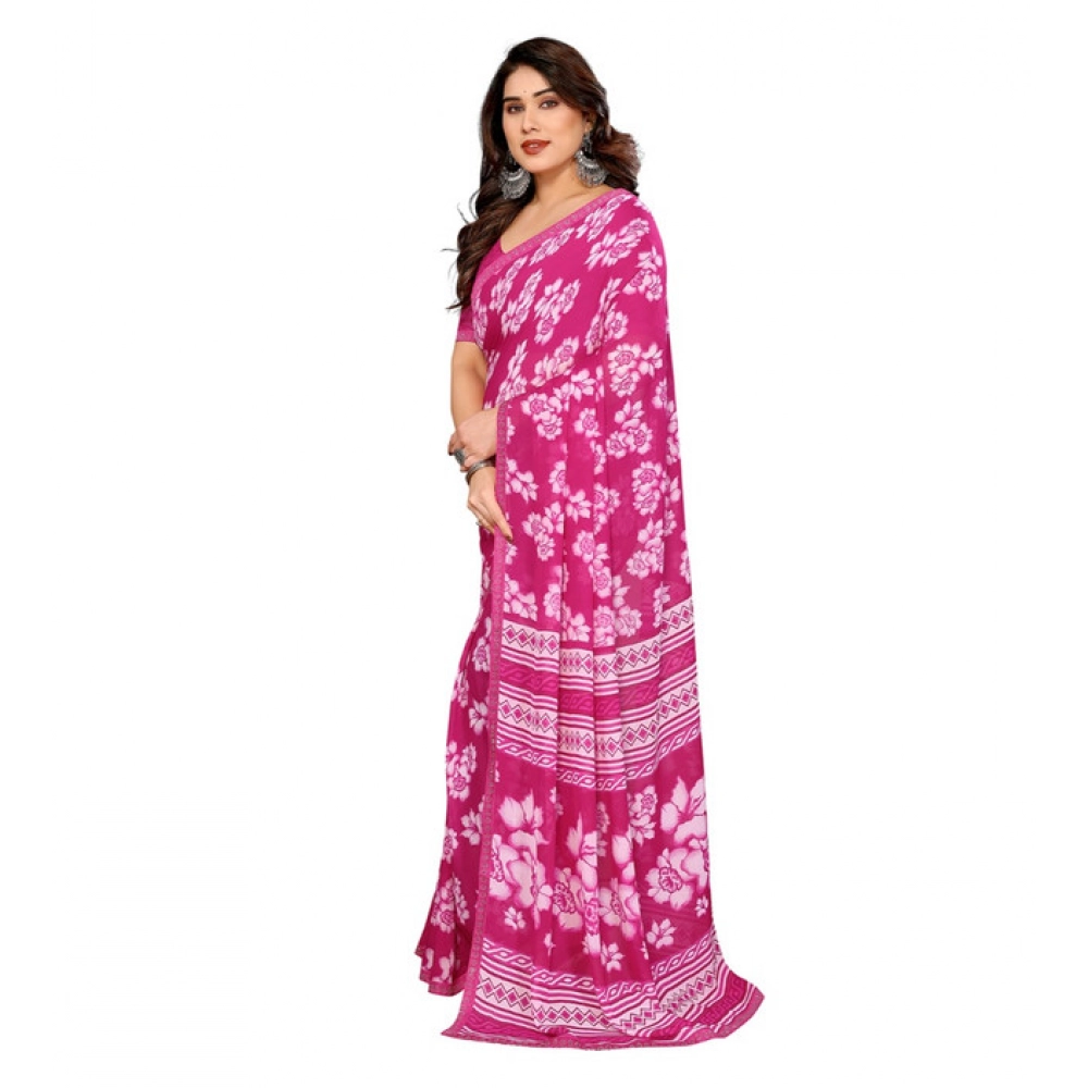 Generic Women's Georgette Printed Saree With Unstitched Blouse 5.5Mtr (Pink) Generic Women's Georgette Printed Saree With Unstitched Blouse 5.5Mtr (Pink)