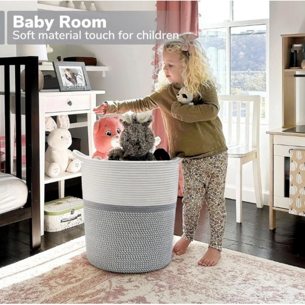 Generic Cotton Pack Of_1 12x14 Inch Storage Basket For Clothes (Grey-White) Generic Cotton Pack Of_1 12x14 Inch Storage Basket For Clothes (Grey-White)