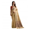 Generic Women's Blended_Cotton Floral Saree With Unstitched Blouse 5.5Mtr (Beige)