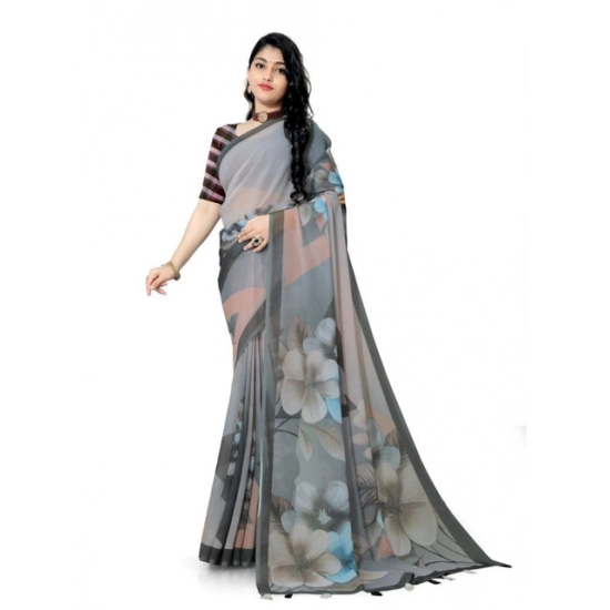 Generic Women's Georgette Floral Printed Saree With Unstitched Blouse 5.5Mtr (Grey) Generic Women's Georgette Floral Printed Saree With Unstitched Blouse 5.5Mtr (Grey)