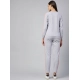 Generic Women's Cotton Solid Long Sleeves Tracksuit (Light Grey - Pink)
