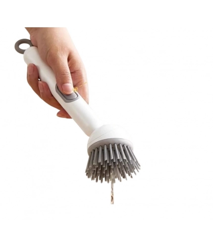Generic TPR-Plastic Solid Electric Liquid Soap Dispensing Cleaning Brush with Handle (Grey-White)