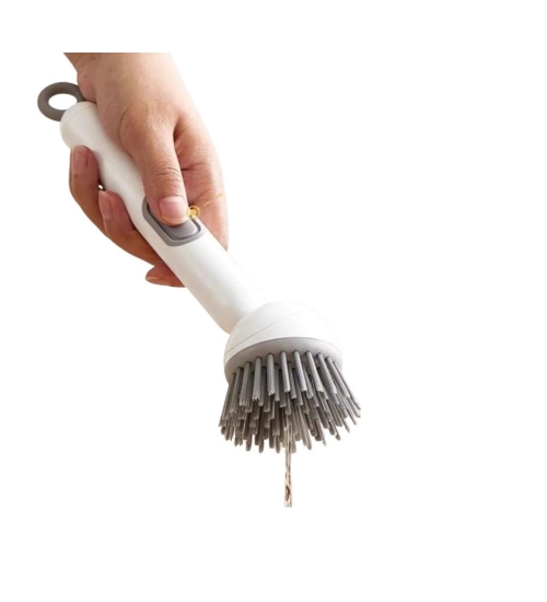 Generic TPR-Plastic Solid Electric Liquid Soap Dispensing Cleaning Brush with Handle (Grey-White)
