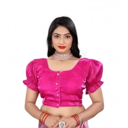 Generic Women's Jimmy Solid Designer Neck Elastic Sleeve Readymade Blouse (Pink 38 , Alterable up to 42)-PID65832