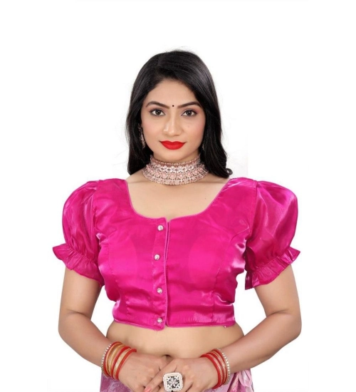 Generic Women's Jimmy Solid Designer Neck Elastic Sleeve Readymade Blouse (Pink 38 , Alterable up to 42)-PID65832