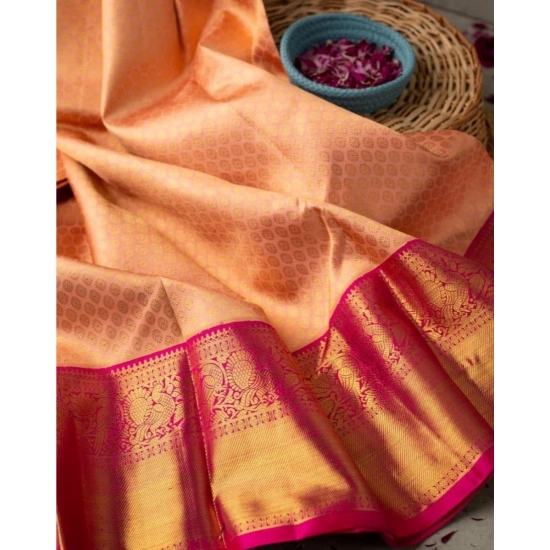 Generic Women's Soft Litchi Silk Jacquard Work Saree With Unstitched Blouse 5.5Mtr (Pink) Generic Women's Soft Litchi Silk Jacquard Work Saree With Unstitched Blouse 5.5Mtr (Pink)