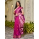 Generic Women's Jacquard Printed Saree With Unstitched Blouse 5.5Mtr (Magenta)
