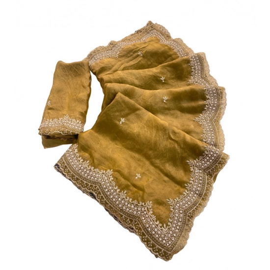 Generic Women's Satin Embellished Saree With Unstitched Blouse 5.5Mtr (Olive-Green) Generic Women's Satin Embellished Saree With Unstitched Blouse 5.5Mtr (Olive-Green)