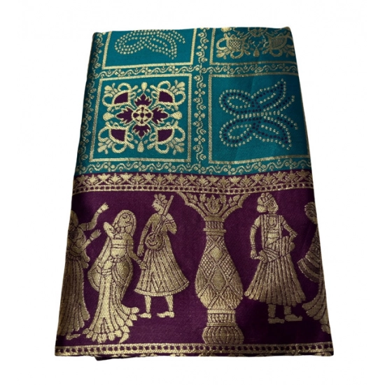 Generic Women's Jacquard Printed Saree With Unstitched Blouse 5.5Mtr (Teal) Generic Women's Jacquard Printed Saree With Unstitched Blouse 5.5Mtr (Teal)