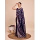 Generic Women's Soft Silk Jacquard Saree With Unstitched Blouse 5.5Mtr (Navy-Blue)