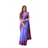 Generic Women's Soft Lichi Silk Printed Saree With Unstitched Blouse 5.5Mtr (Blue)