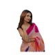 Generic Women's Linen Printed Saree With Unstitched Blouse 5.5Mtr (Orange)