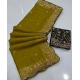 Generic Women's Star Georgette Embroidered Saree With Unstitched Blouse 5.5Mtr (Mustard Yellow)