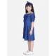 Generic Girl's Denim Solid Cold Shoulder Top and Skirt Set (Navy Blue) Generic Girl's Denim Solid Cold Shoulder Top and Skirt Set (Navy Blue)