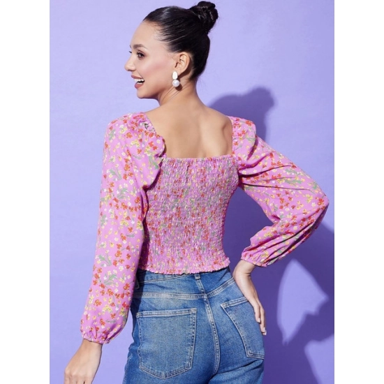 Generic Women's Polyester Floral Long Sleeves Top (Multicolor) Generic Women's Polyester Floral Long Sleeves Top (Multicolor)