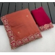 Generic Women's Star Georgette Embroidered Saree With Unstitched Blouse 5.5Mtr (Orange)