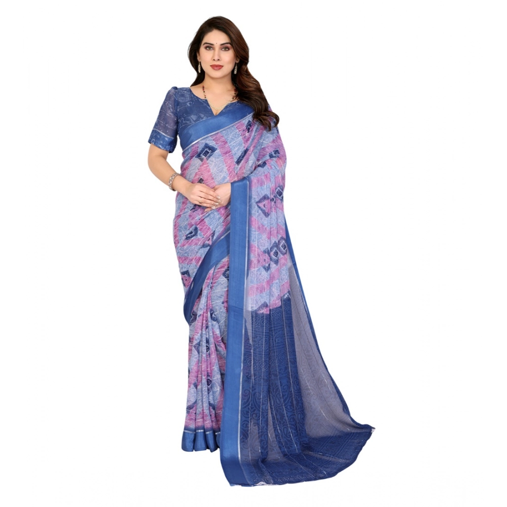 Generic Women's Georgette Printed Saree With Unstitched Blouse 5.5Mtr (Blue) Generic Women's Georgette Printed Saree With Unstitched Blouse 5.5Mtr (Blue)