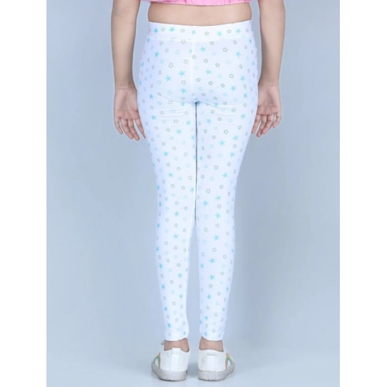 Generic Girl's Cotton Lycra Printed Elasticated Leggings (White)