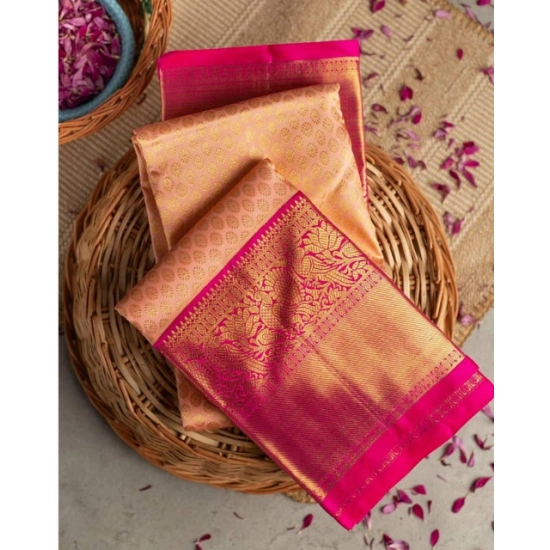 Generic Women's Soft Litchi Silk Jacquard Work Saree With Unstitched Blouse 5.5Mtr (Pink) Generic Women's Soft Litchi Silk Jacquard Work Saree With Unstitched Blouse 5.5Mtr (Pink)