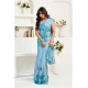 Generic Women's Linen Cotton Printed Ready To Wear Saree With Unstitched Blouse 5.5 Mtr (Sky_Blue)