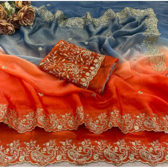Generic Women's Satin Embellished Saree With Unstitched Blouse 5.5Mtr (Multicolor) Generic Women's Satin Embellished Saree With Unstitched Blouse 5.5Mtr (Multicolor)
