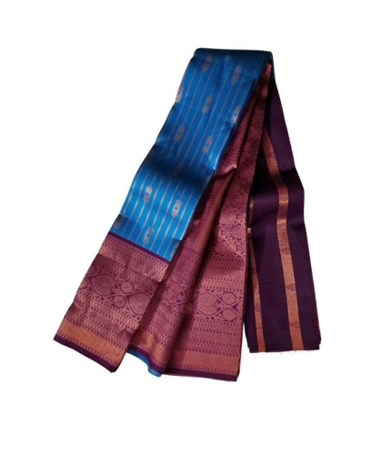 Generic Women's Soft Silk Wooven Saree With Unstitched Blouse 5.5Mtr (Blue)
