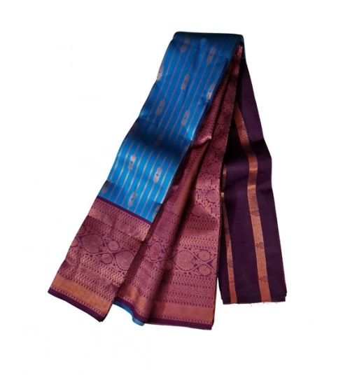 Generic Women's Soft Silk Wooven Saree With Unstitched Blouse 5.5Mtr (Blue)