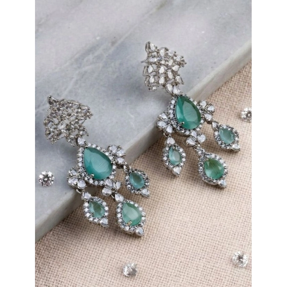 Generic Women's Brass Silver Plated Drop Earrings (Turquoise) Generic Women's Brass Silver Plated Drop Earrings (Turquoise)