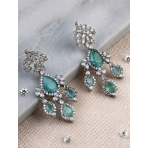 Generic Women's Brass Silver Plated Drop Earrings (Turquoise)
