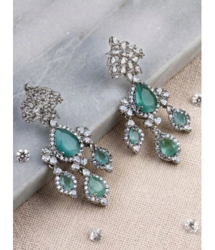 Generic Women's Brass Silver Plated Drop Earrings (Turquoise)