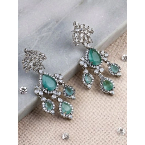 Generic Women's Brass Silver Plated Drop Earrings (Turquoise) Generic Women's Brass Silver Plated Drop Earrings (Turquoise)