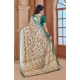 Generic Women's Printed Cotton Linen Saree withPrinted  Saree With Unstitched Blouse (Green, 5-6Mtrs)