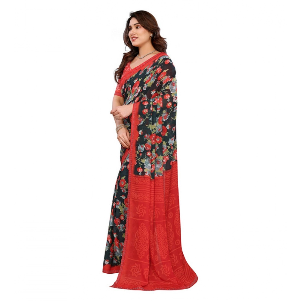 Generic Women's Georgette Printed Saree With Unstitched Blouse 5.5Mtr (Green) Generic Women's Georgette Printed Saree With Unstitched Blouse 5.5Mtr (Green)