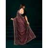 Generic Women's Net Sequence Saree With Unstitched Blouse 5.5Mtr (Maroon)