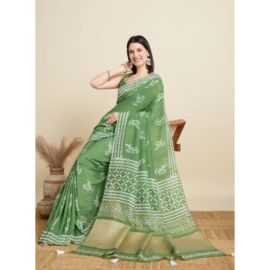 Generic Women's Semi Cotton Printed Saree With Unstitched Blouse 5.5Mtr (Mint-Green) Generic Women's Semi Cotton Printed Saree With Unstitched Blouse 5.5Mtr (Mint-Green)