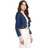 Generic Women's Denim Embellished Long Sleeves Shrug (Blue)