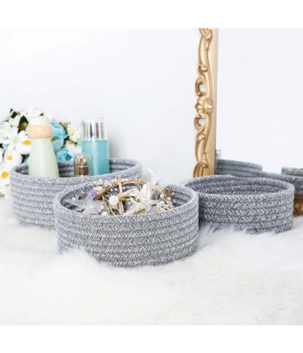 Generic Cotton 8x3 Inch Kidi Round 3 Set Bedside Organizer With Out Lid (Gray)