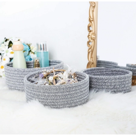 Generic Cotton 8x3 Inch Kidi Round 3 Set Bedside Organizer With Out Lid (Gray)