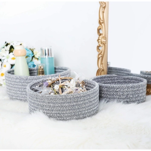 Generic Cotton 8x3 Inch Kidi Round 3 Set Bedside Organizer With Out Lid (Gray)