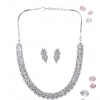Generic Women's Brass Silver Plated Necklace set (Silver)