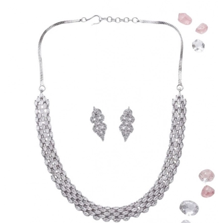 Generic Women's Brass Silver Plated Necklace set (Silver) Generic Women's Brass Silver Plated Necklace set (Silver)