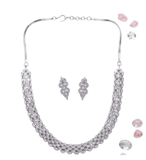 Generic Women's Brass Silver Plated Necklace set (Silver) Generic Women's Brass Silver Plated Necklace set (Silver)