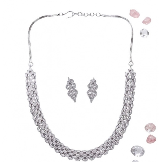Generic Women's Brass Silver Plated Necklace set (Silver) Generic Women's Brass Silver Plated Necklace set (Silver)