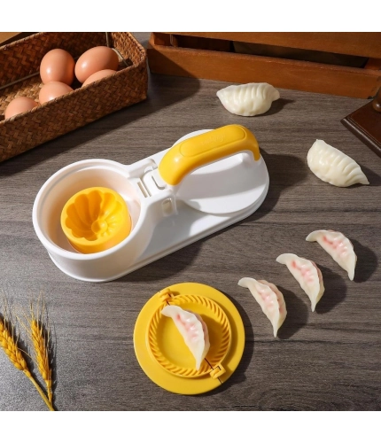 Generic Plastic Solid Dumpling Maker Mold Press (Yellow-White)