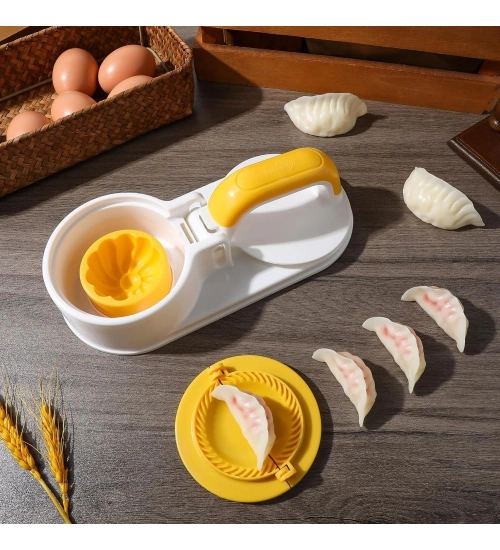 Generic Plastic Solid Dumpling Maker Mold Press (Yellow-White)
