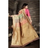 Generic Women's Soft Lichi Silk Printed Saree With Unstitched Blouse 5.5Mtr (Gold)