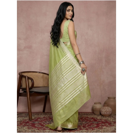 Generic Women's Cotton Printed Saree With Unstitched Blouse 5.5Mtr (Light Green)